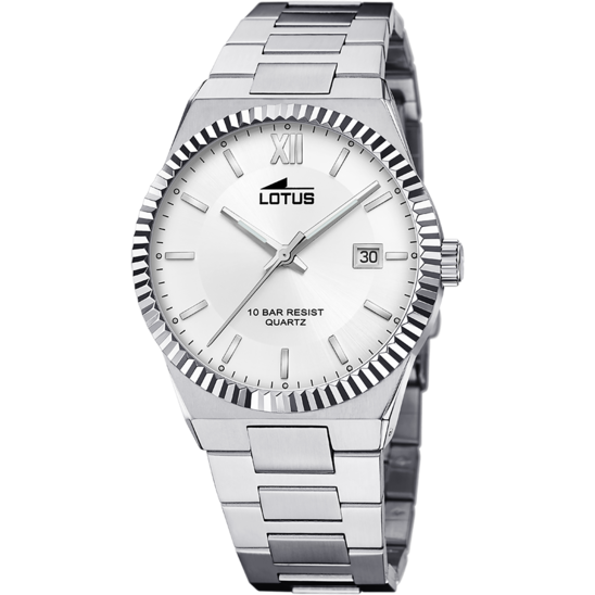 Lotus Orologio Acciaio Solo Tempo Quadrante Silver 