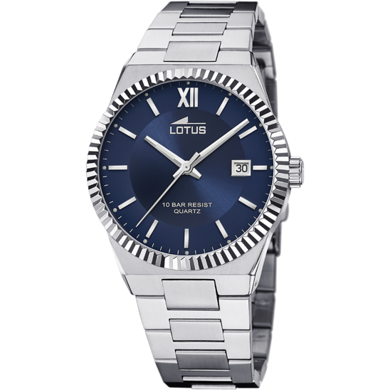 Lotus Orologio Acciaio Solo Tempo Quadrante Blu