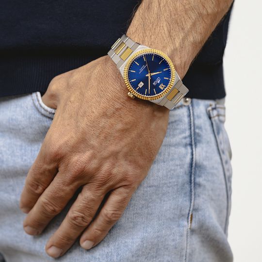 Lotus Orologio Acciaio Bicolore Solo Tempo Quadrante Blu