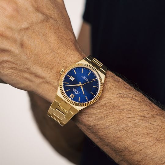 Lotus Orologio Acciaio Gold Solo Tempo Quadrante Blu