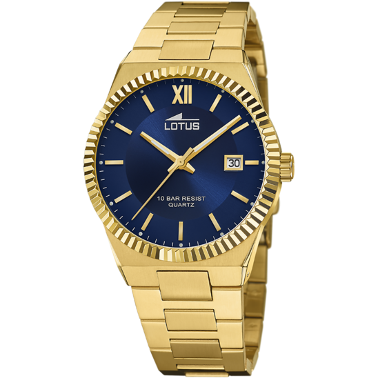 Lotus Orologio Acciaio Gold Solo Tempo Quadrante Blu