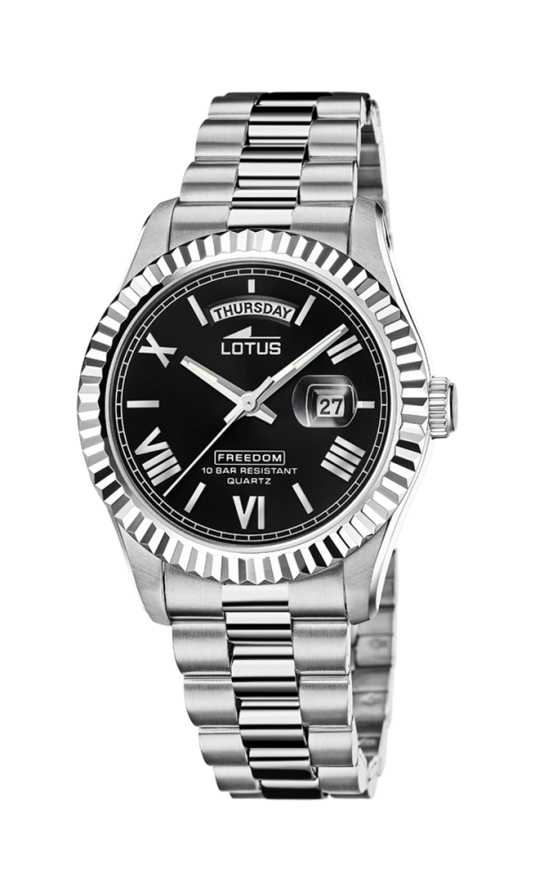 Lotus Orologio Acciaio Solo Tempo Quadrante Nero