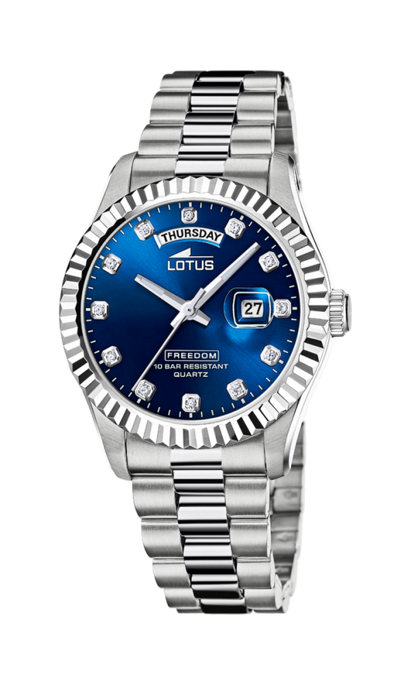 Lotus Orologio Acciaio Solo Tempo Quadrante Blu