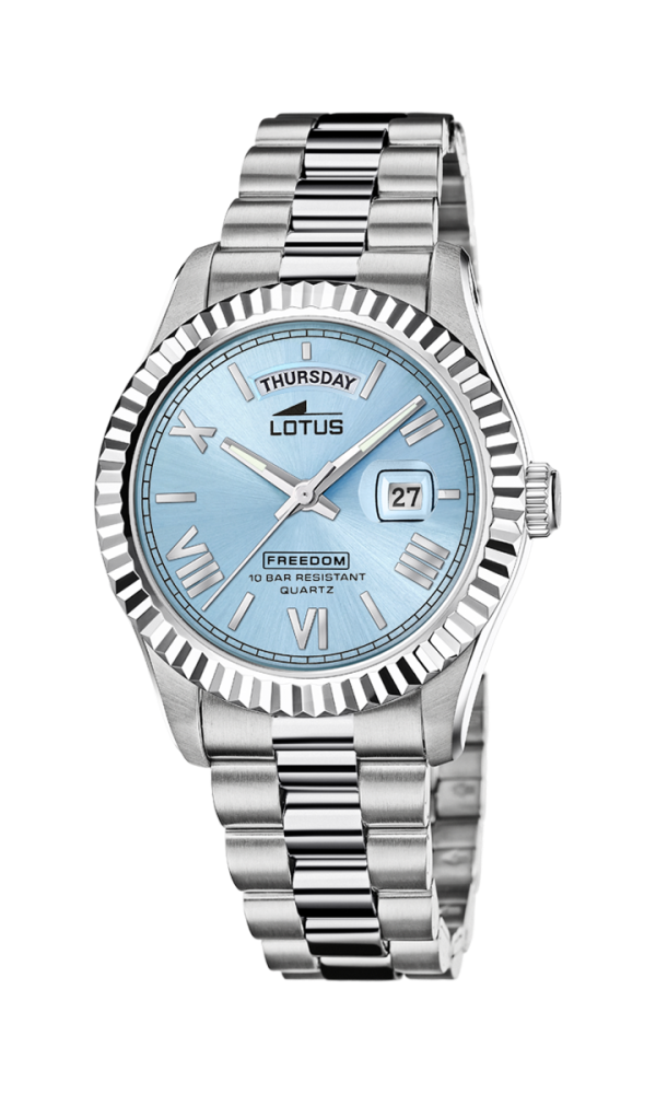 Lotus Orologio Acciaio Solo Tempo Quadrante Azzurro