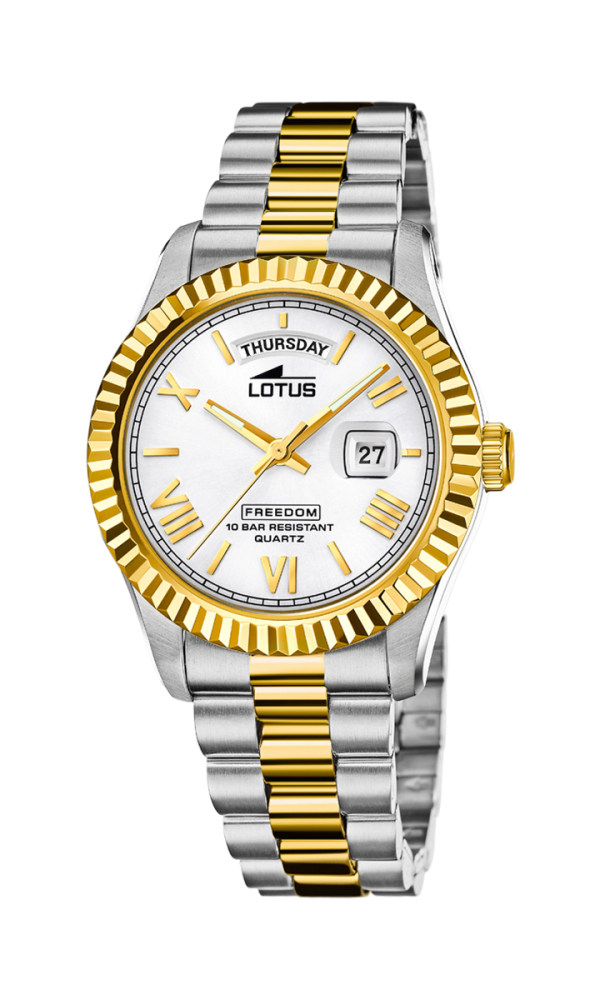 Lotus Orologio Acciaio Bicolore Solo Tempo Quadrante Silver