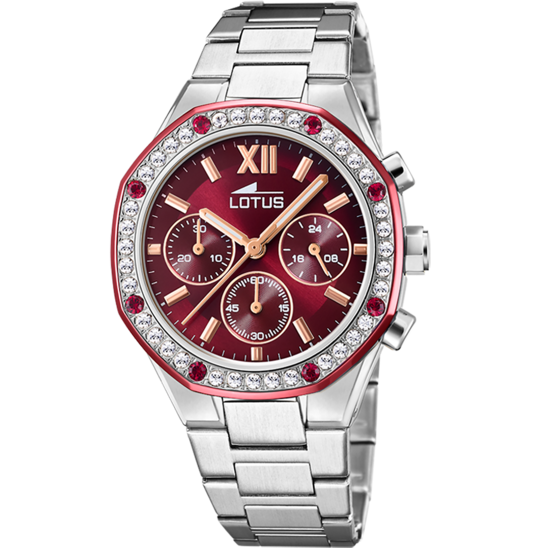 Lotus Orologio Acciaio Cronografo Quadrante Bordeaux