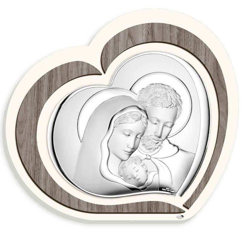 Valenti Cuore Sacra Famiglia Argento e Legno 20X18