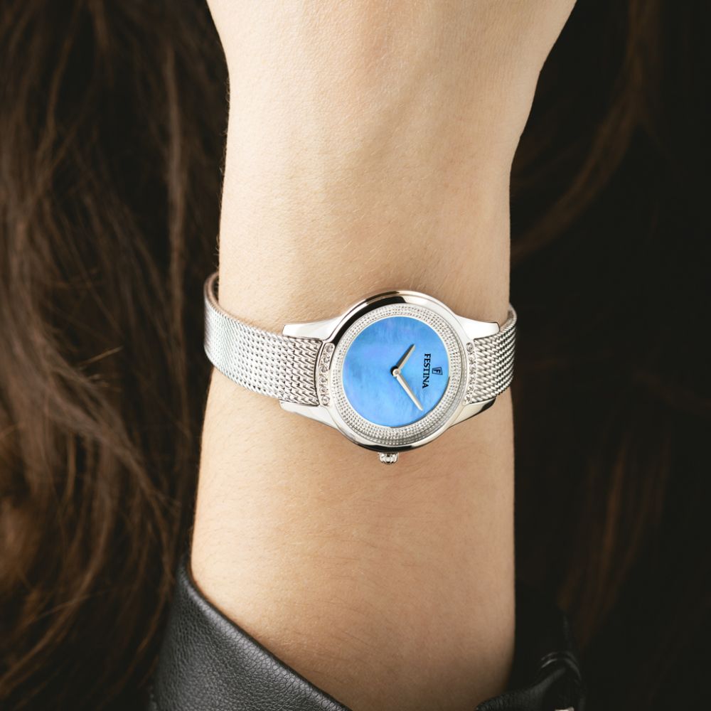 Festina Orologio Solo Tempo Acciaio Quadrante Azzurro