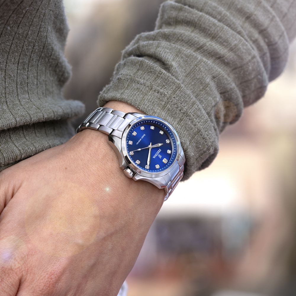 Festina Orologio Solare Acciaio Solo Tempo Quadrante Blu