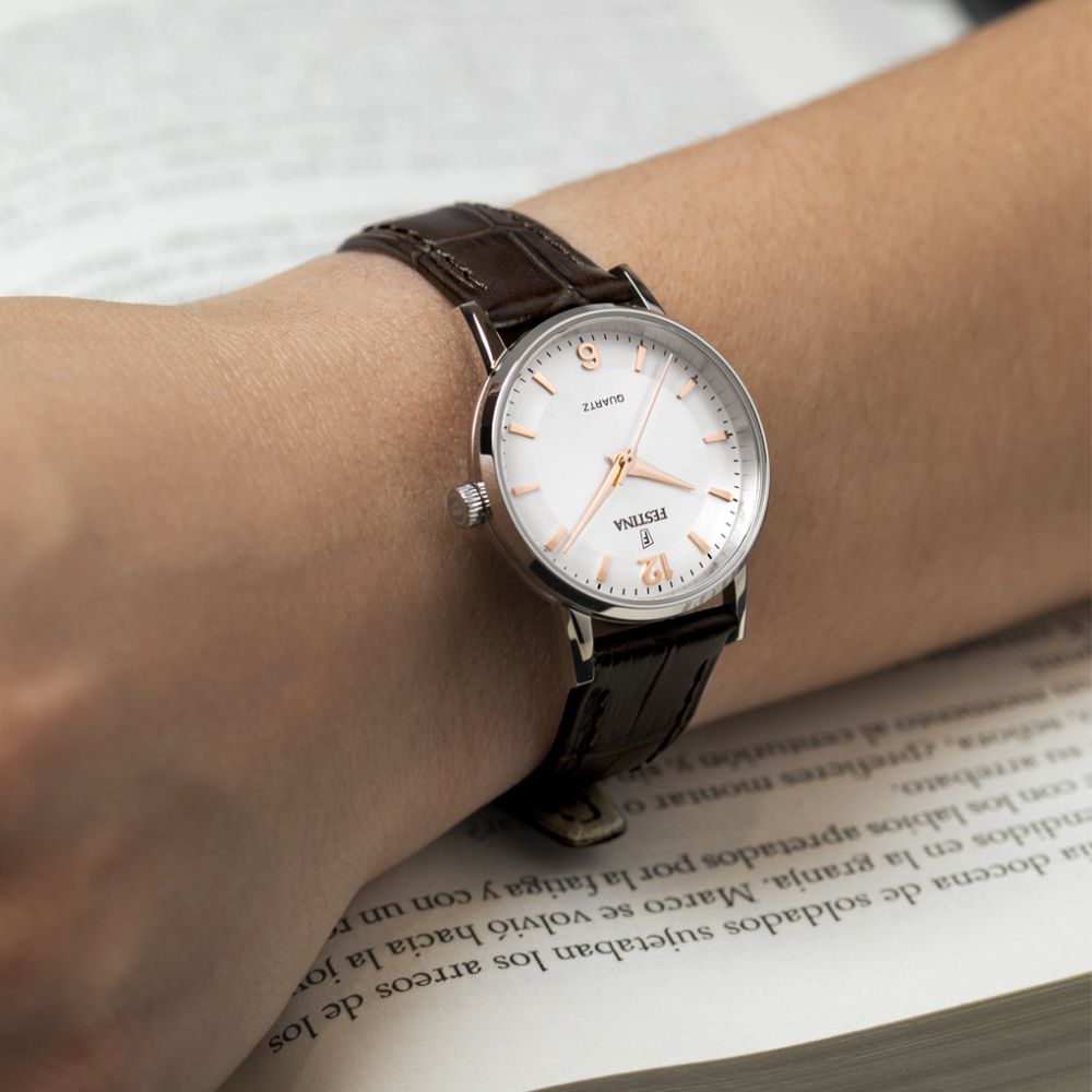 Festina Orologio Solo Tempo Acciaio Pelle Marrone