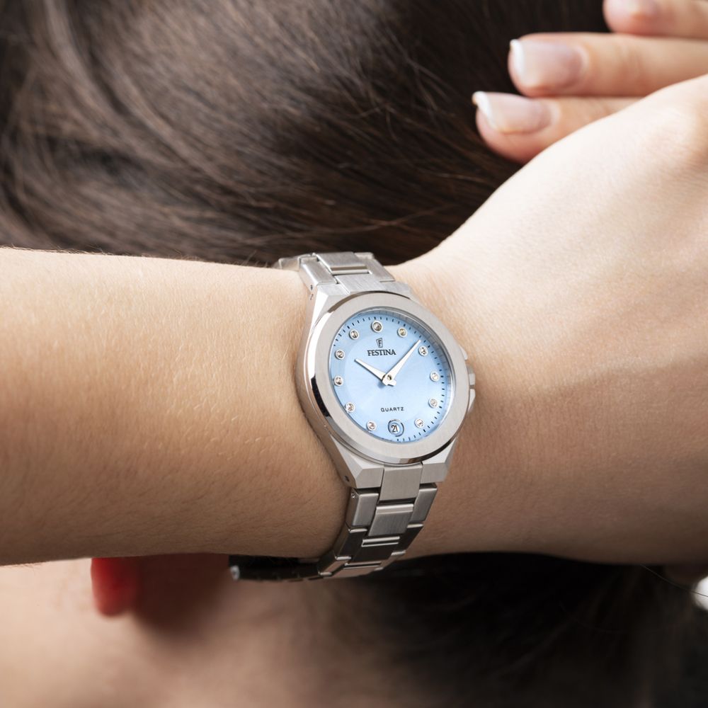 Festina Orologio Solo Tempo Acciaio Quadrante Celeste