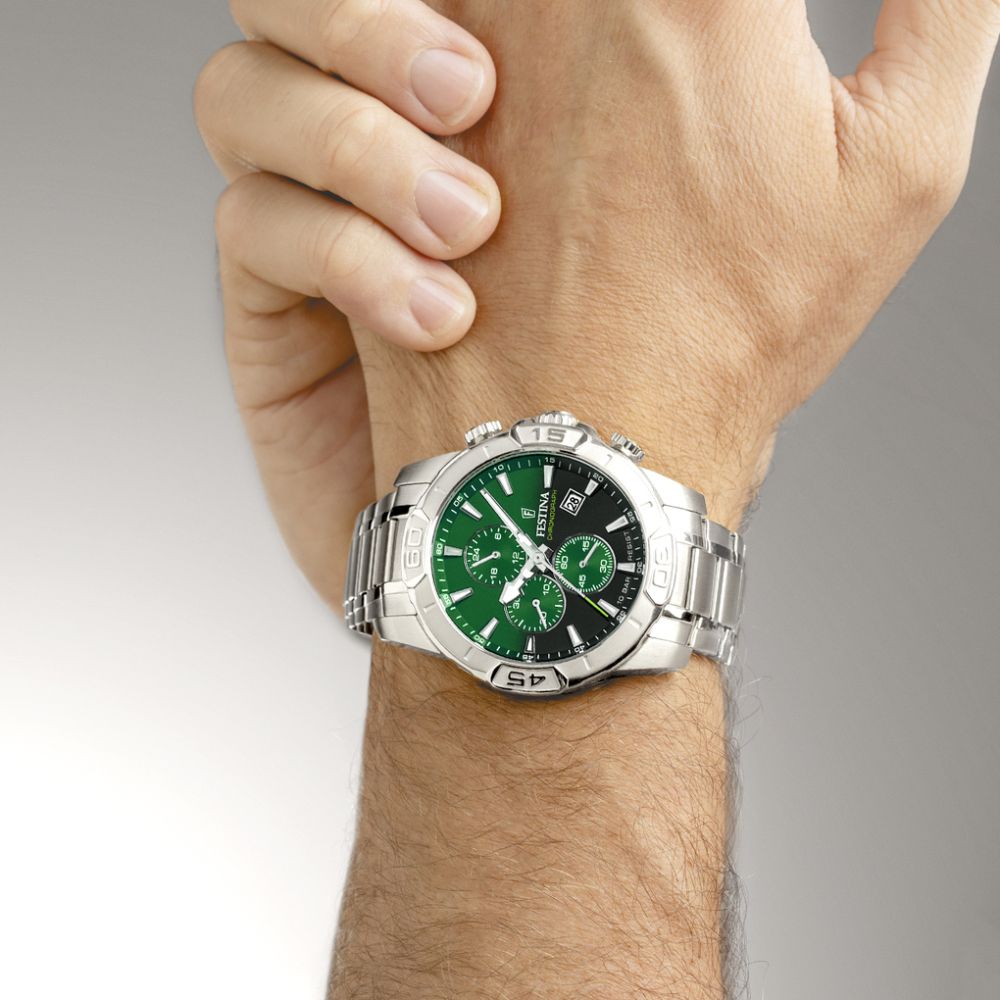Festina Orologio Cronografo Acciaio Quadrante Verde