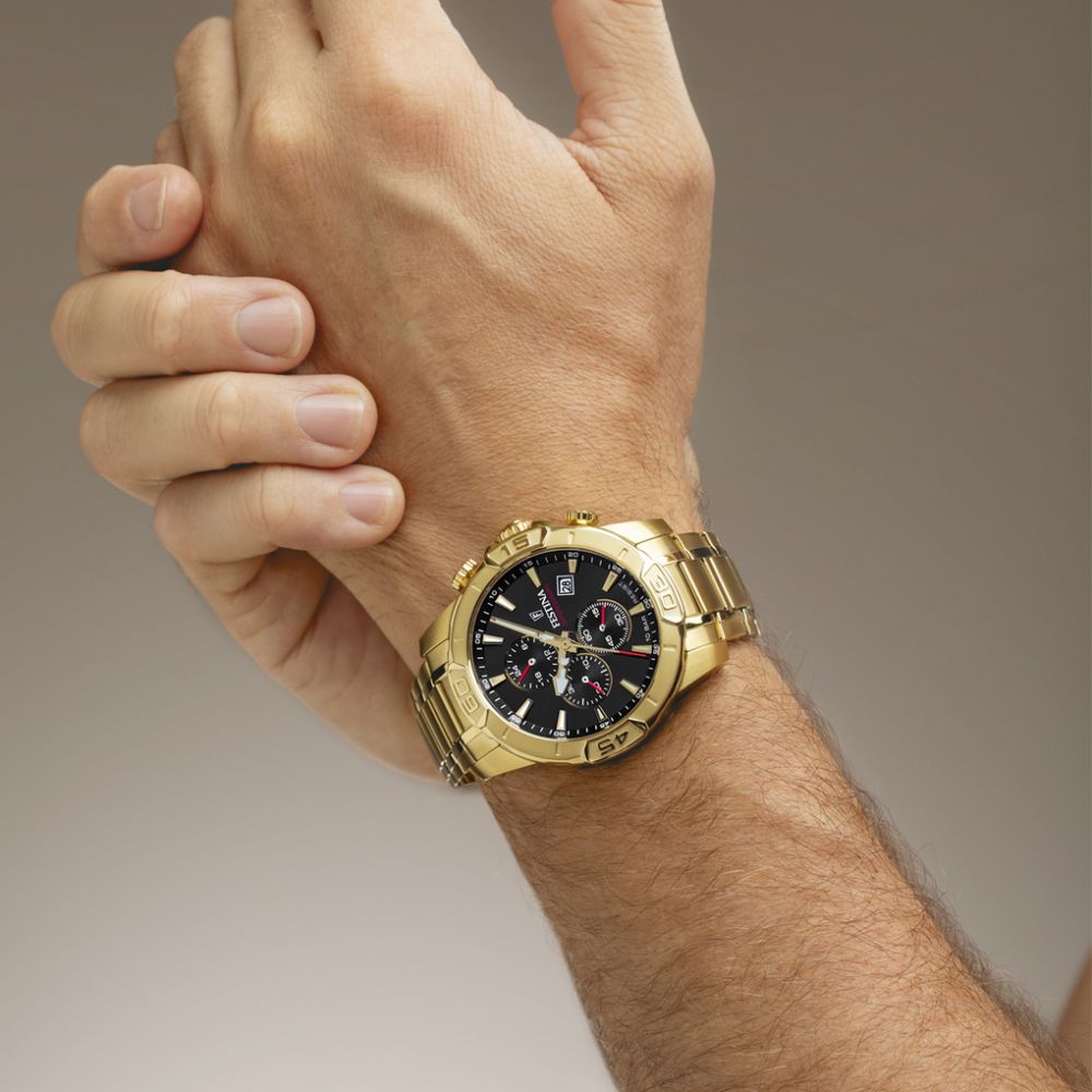 Festina Orologio Cronografo Acciaio Gold Quadrante Nero