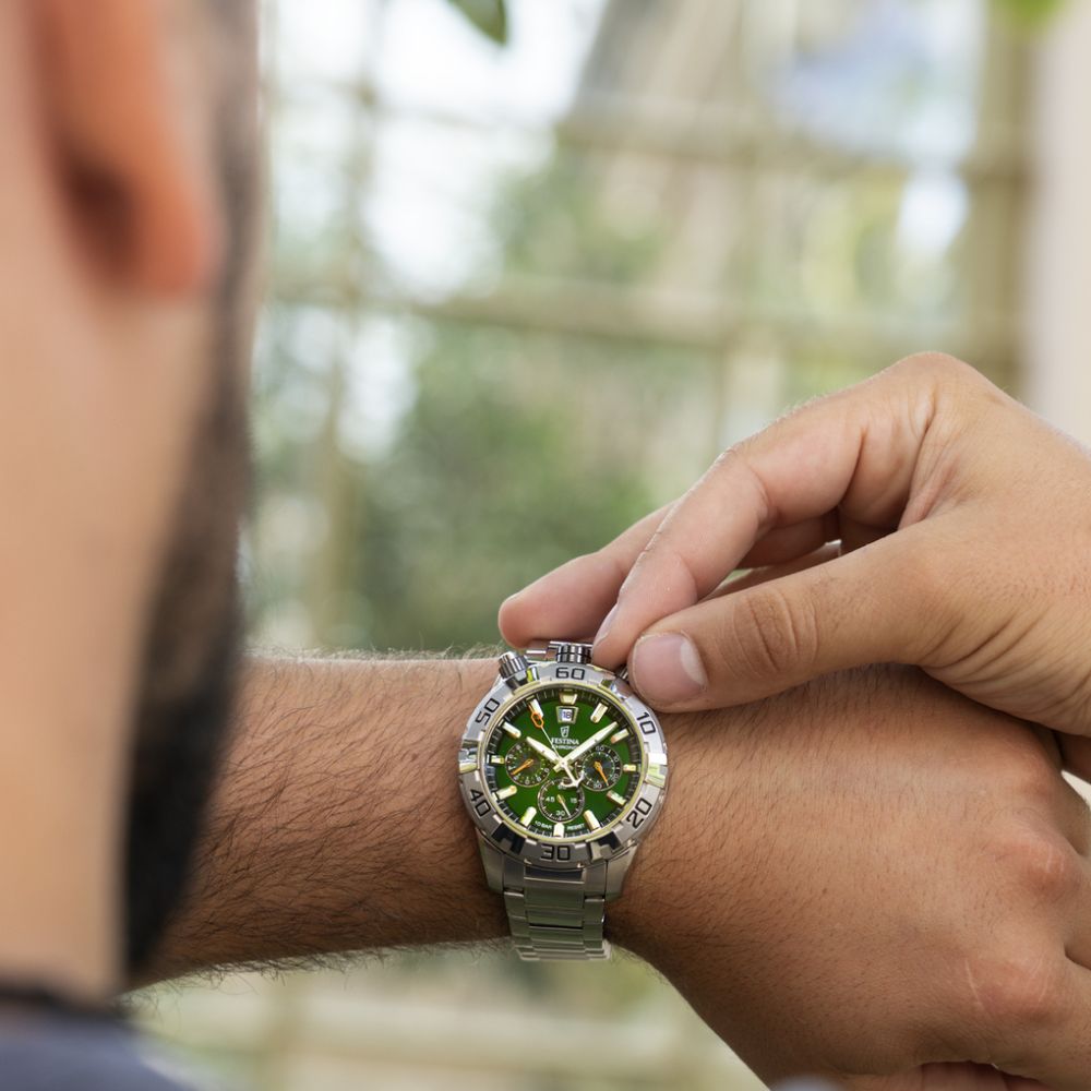 Festina Orologio Cronografo Acciaio Quadrante Verde