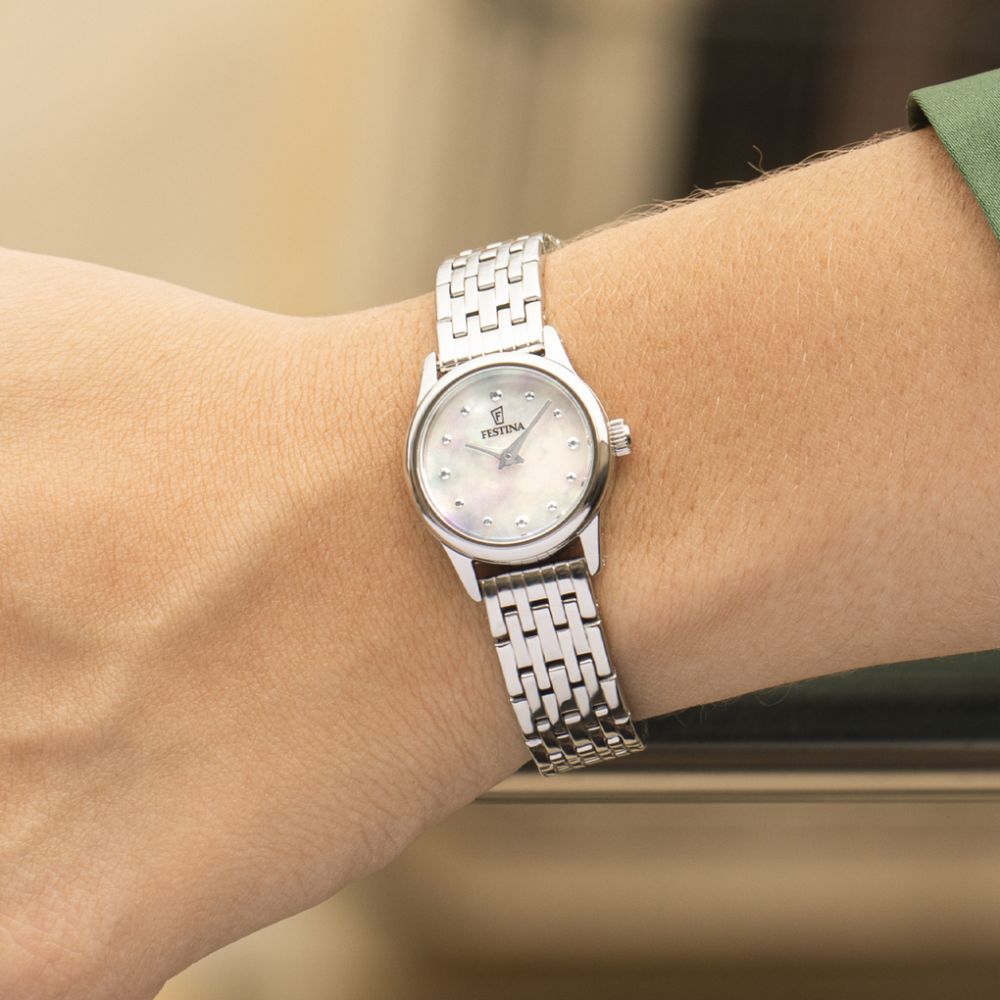 Festina Orologio Solo Tempo Acciaio Quadrante Madreperla