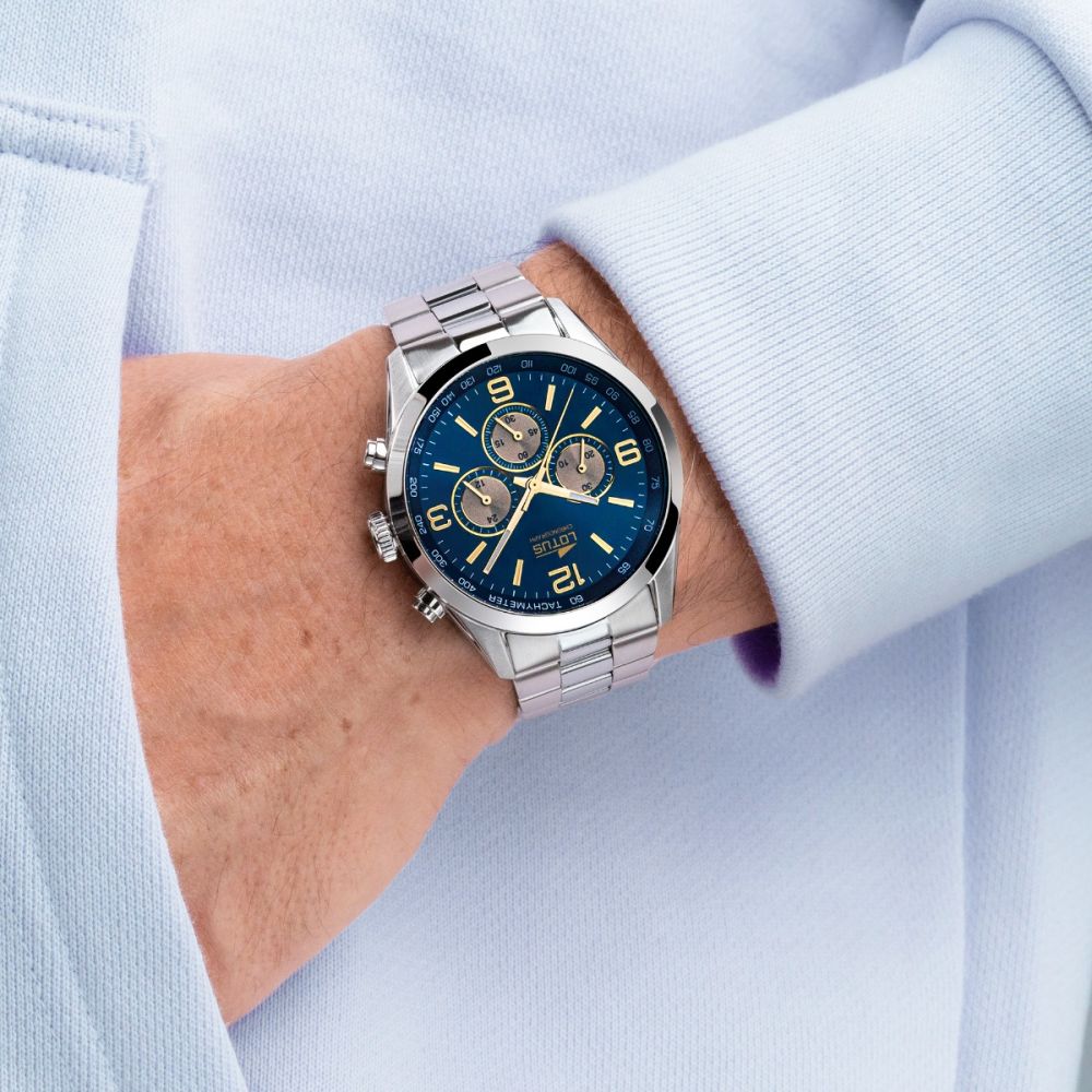 Lotus Orologio Cronografo Acciaio Quadrante Azzurro
