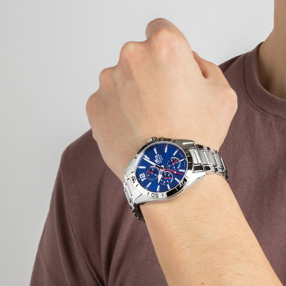 Lotus Orologio Acciaio Multifunzione Quadrante Blu