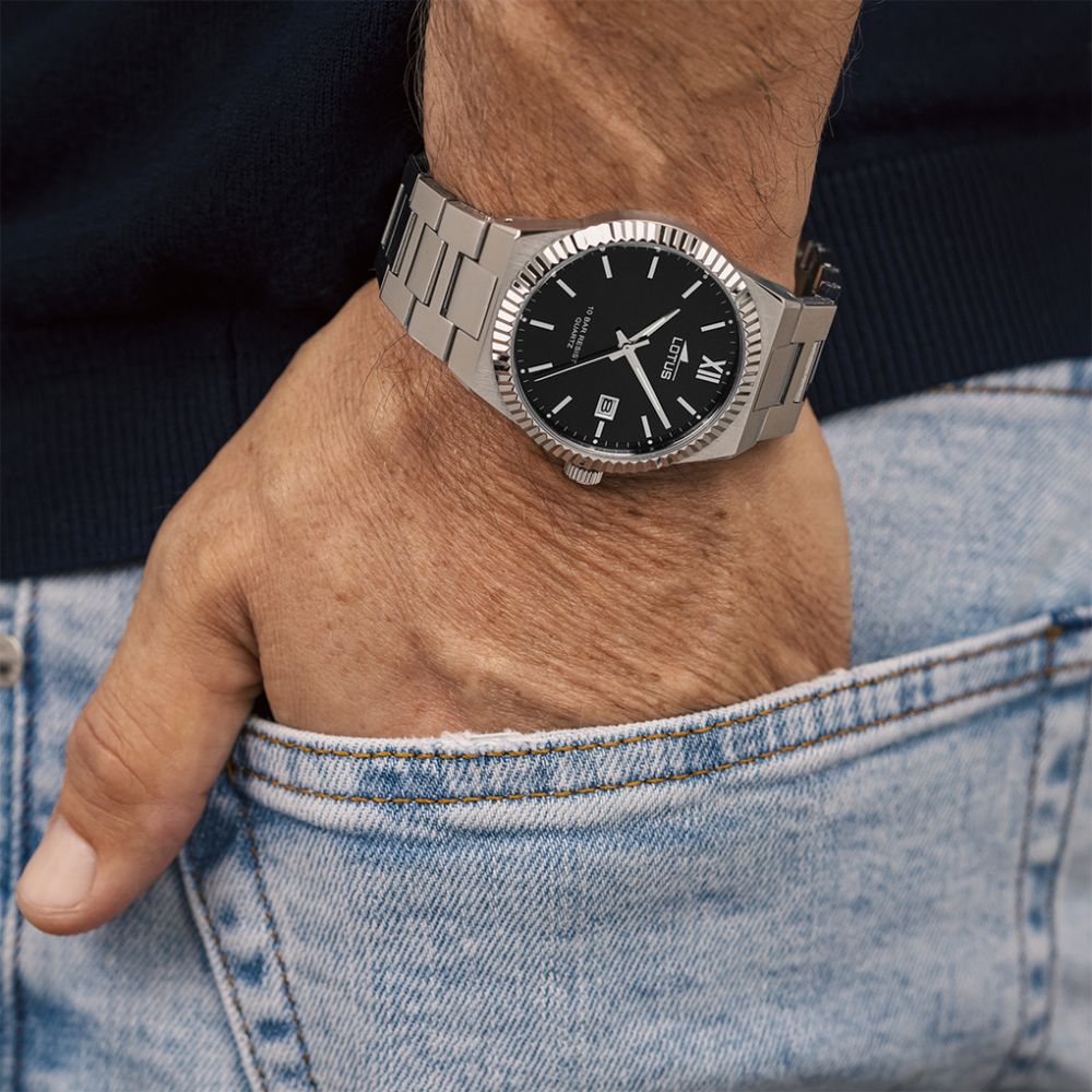 Lotus Orologio Acciaio Solo Tempo Quadrante Nero