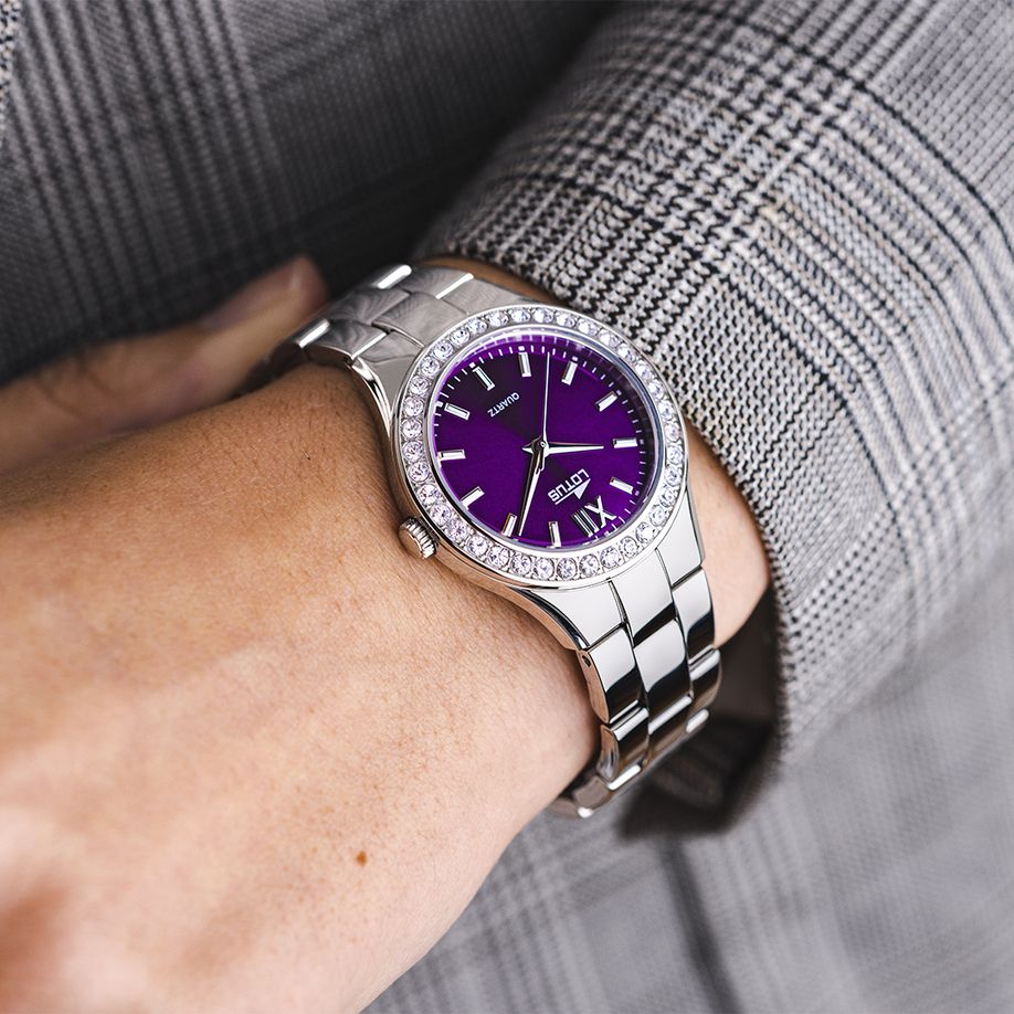 Lotus Orologio Acciaio Solo Tempo Quadrante Viola