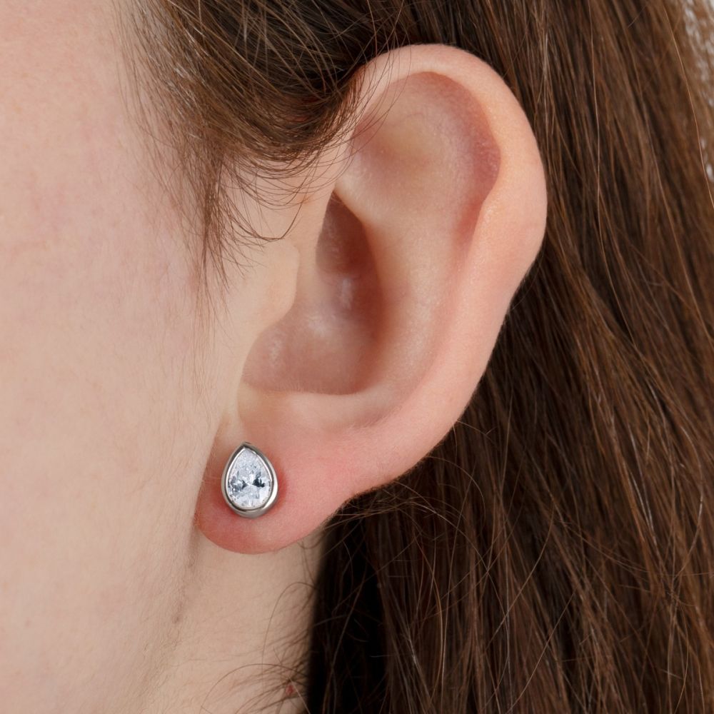 Lotus Orecchini Lobo Argento Rodiato Cristallo Bianco