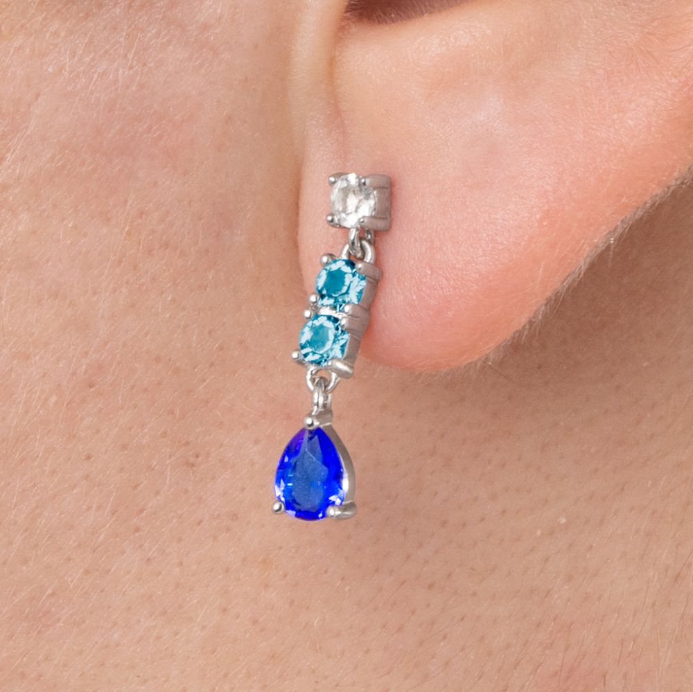 Lotus Orecchini Donna Argento Cristalli Blu