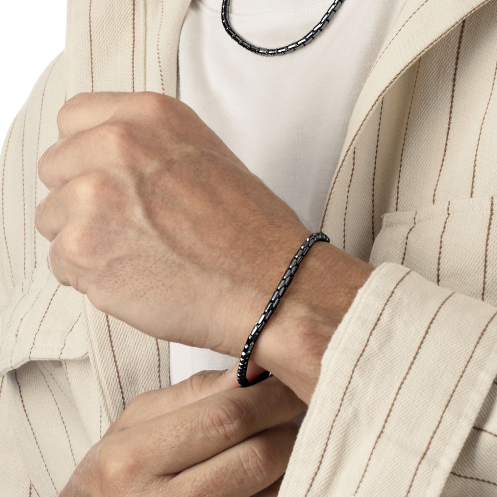 Lotus Bracciale Acciaio Pvd Nero Anelli Concatenati