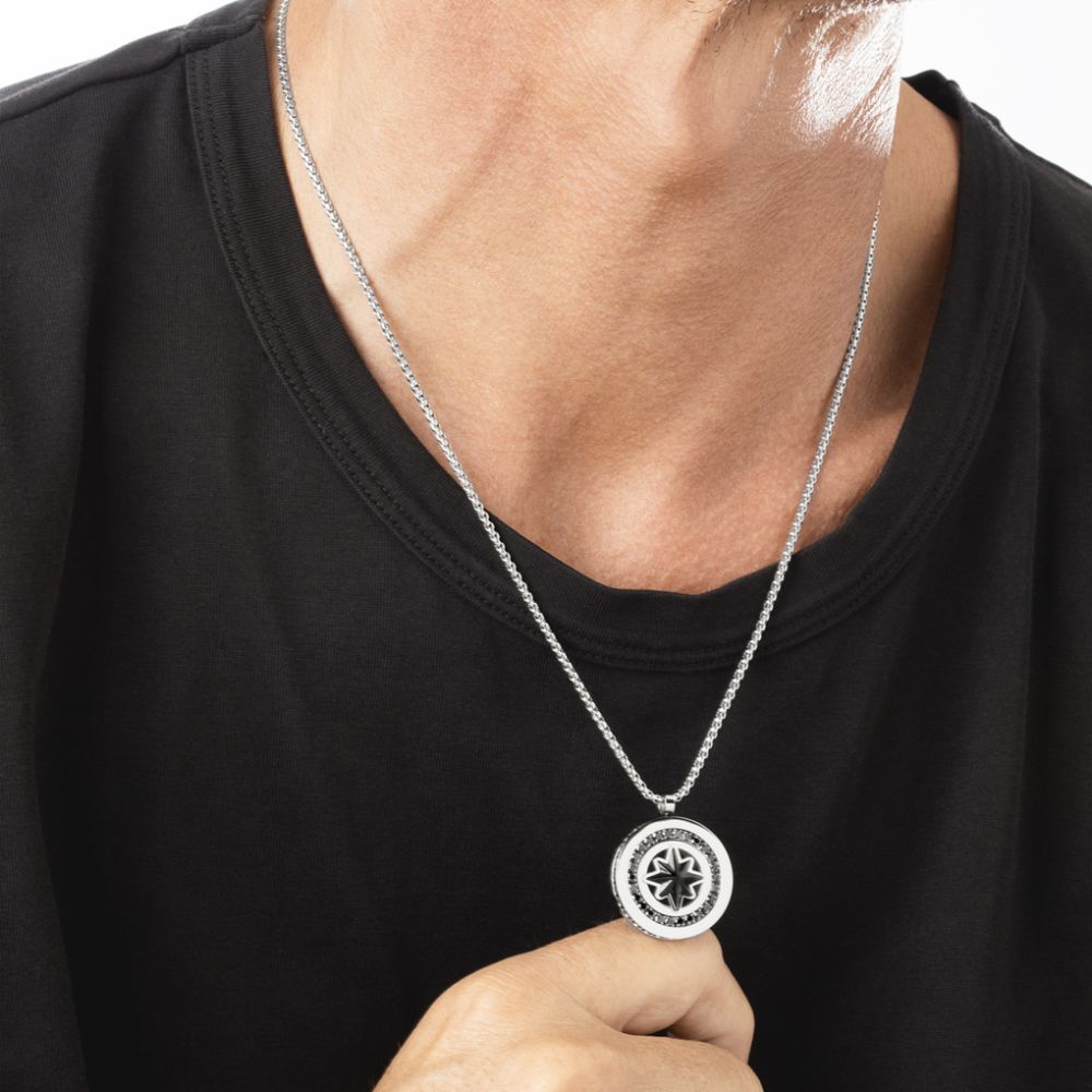 Lotus Collana Acciaio con Rosa Dei Venti