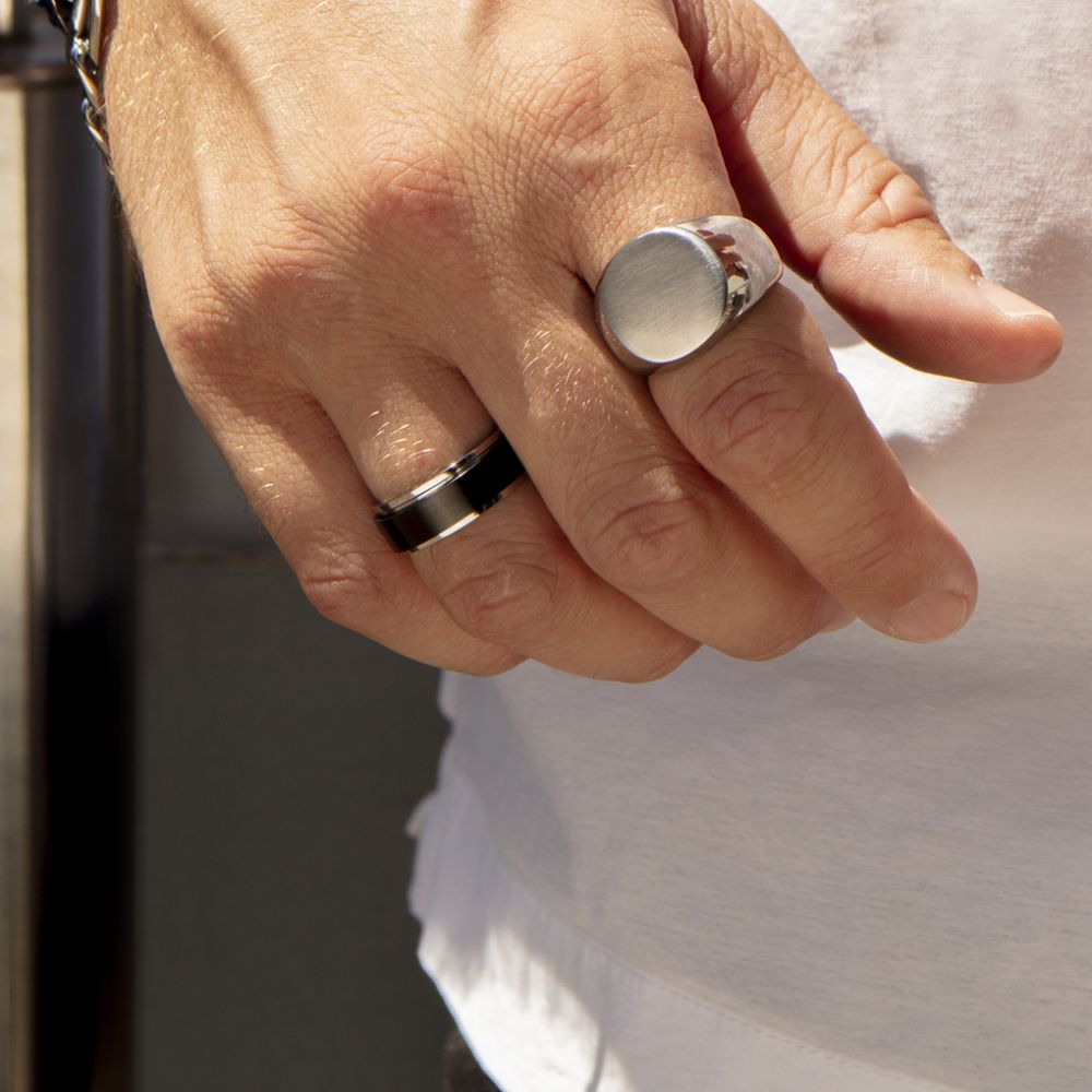 Lotus Anello Acciaio Pvd Nero
