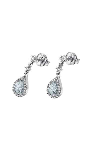 Lotus Orecchini Pendenti Donna Argento Zircone Bianco e Cristalli