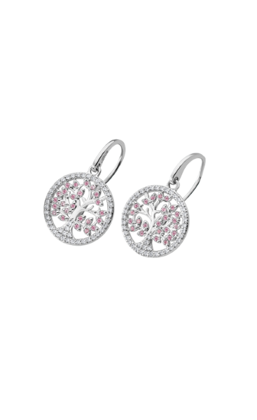 Lotus Orecchini Donna Argento Albero Della Vita Zirconi Rosa