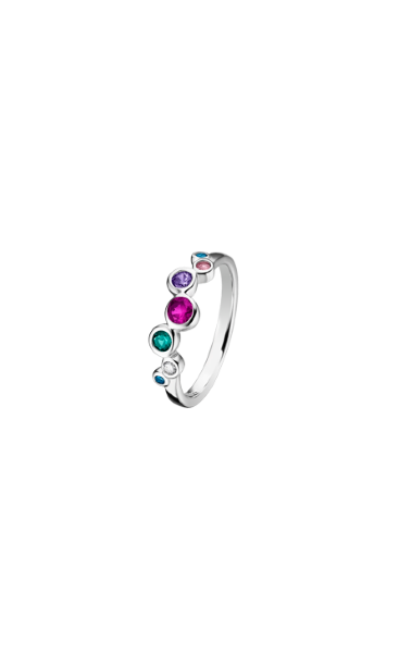 Lotus Anello Donna Argento 7 Pietre Multicolor