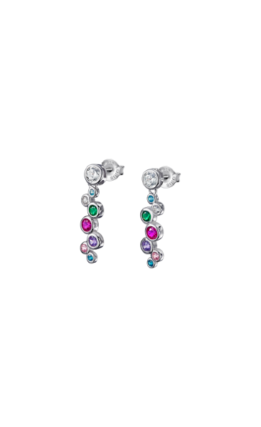 Lotus Orecchini Pendenti Donna Argento Con Zirconi Multicolor