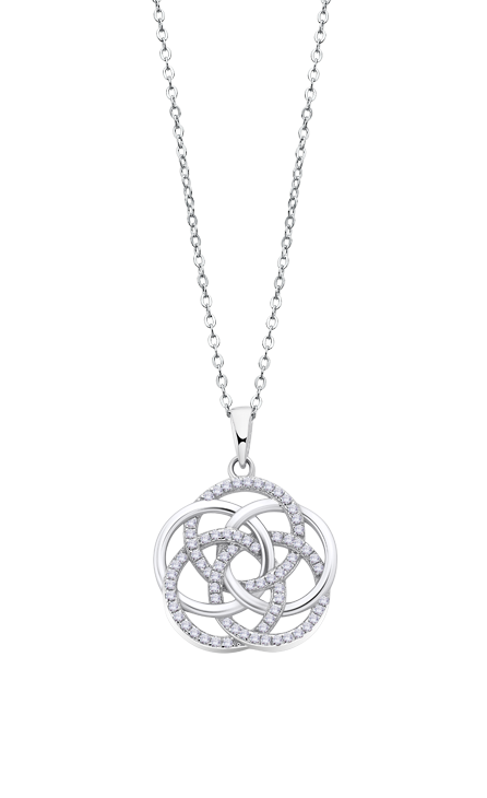 Lotus Collana Donna Argento Multi Cerchi Incrociati Con Zirconi