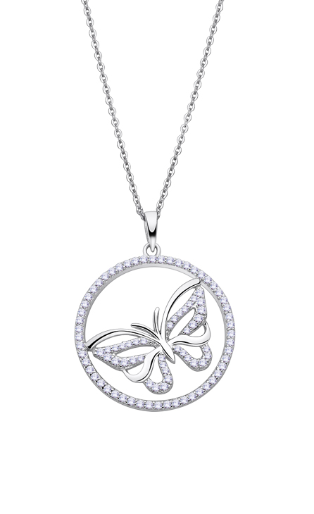 Lotus Collana Donna Argento Pendente Farfalla Zirconata
