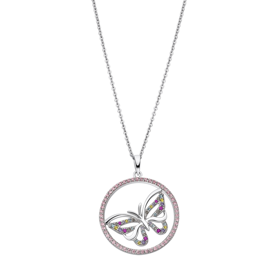 Lotus Collana Argento Farfalla Zirconi Multicolor