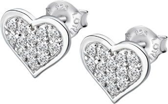 Lotus Orecchini Lobo Donna Argento Cuore Zirconato