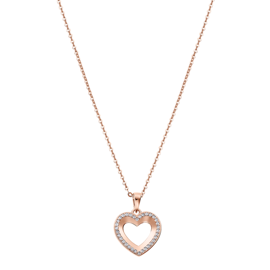 Lotus Collana Argento Rosè pendente Cuore e Zirconi