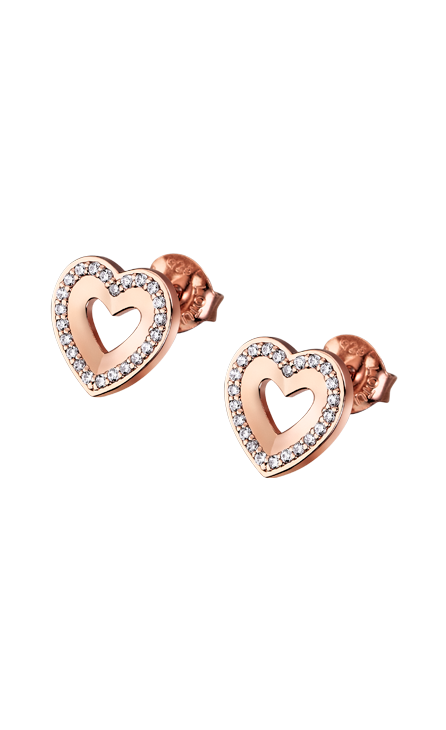 Lotus Orecchini Argento Rosè Cuore Zirconato