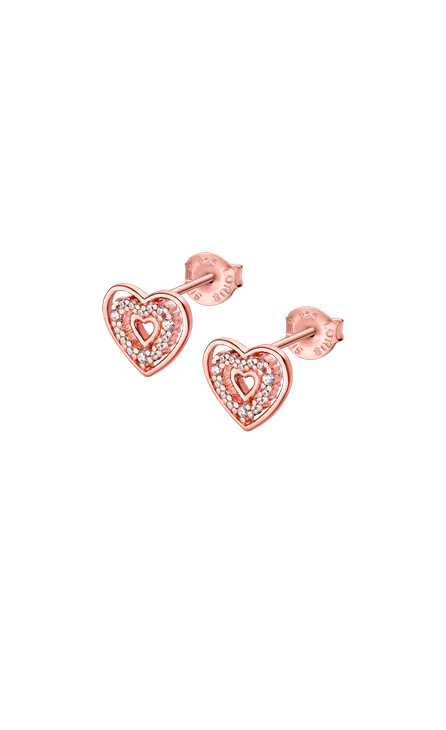 Lotus Orecchini Lobo Donna Argento Rosè Cuore Zirconato