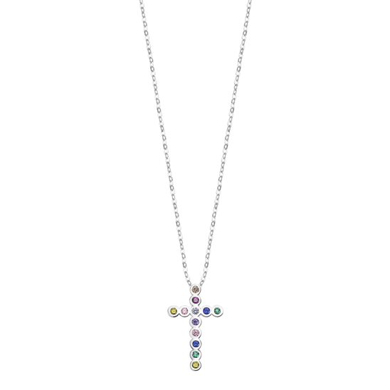 Lotus Collana Donna Argento Croce con Zirconi