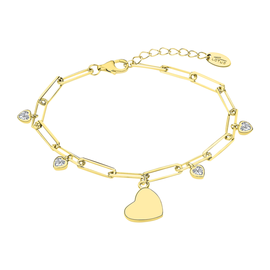 Lotus Bracciale Donna Argento Gold con Cuori