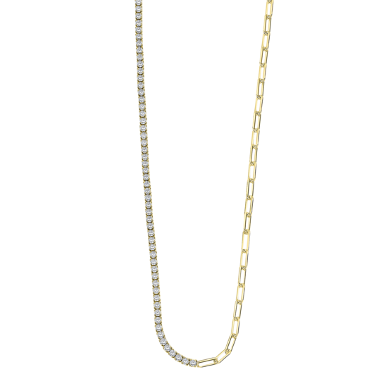 Lotus Collana Tennis Argento Gold Zirconi Bianchi