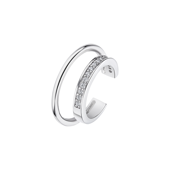 Lotus Ear Cuff Donna Argento Con Zirconi Bianchi