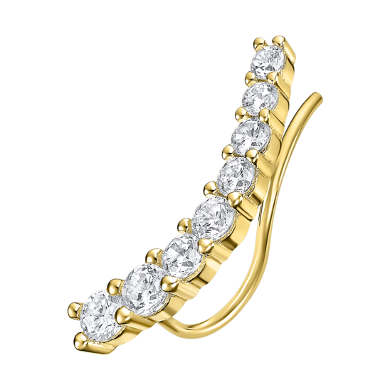 Lotus Ear Cuff Donna Argento Gold 8 Zirconi