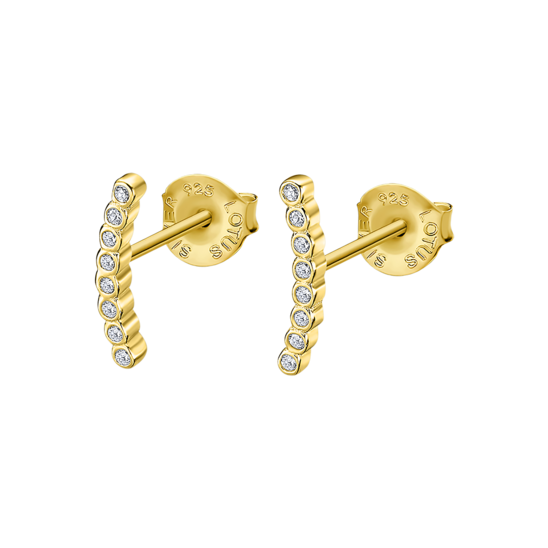 Lotus Orecchini Donna Argento Gold 16 Zirconi Bianchi