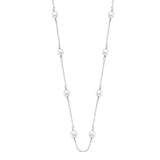 Lotus Collana Argento Rodiato con 8 Perle 