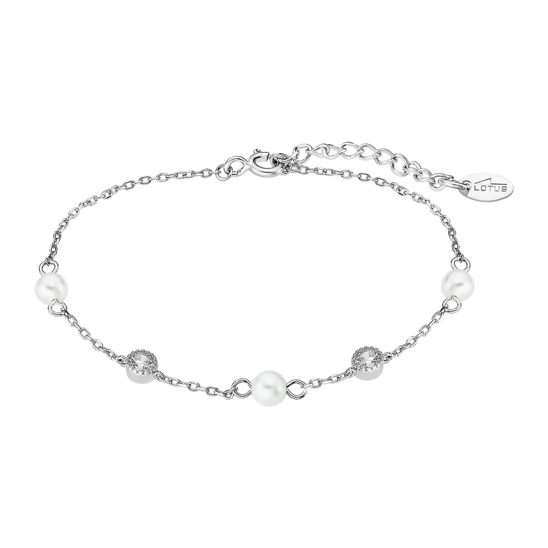 Lotus Bracciale Argento Rodiato Perle e Cristalli