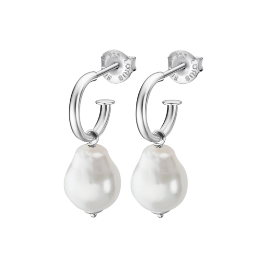 Lotus Orecchini Semicerchio Argento Rodiato e Perle