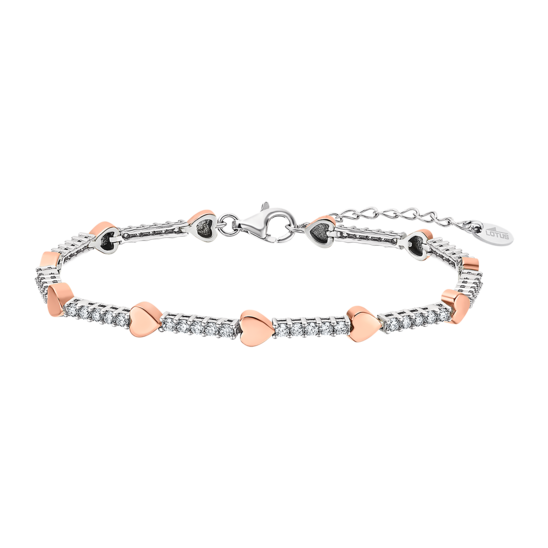 Lotus Tennis Argento Cristalli Bianchi e Cuori Rosè
