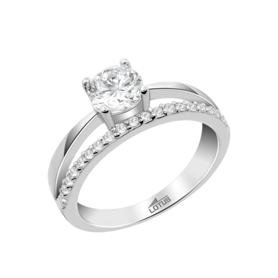 Lotus Anello Argento Cristalli Bianchi